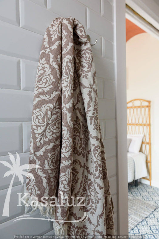 KASALUZ - Fouta Fleur de Lys Brown 100% cotton
