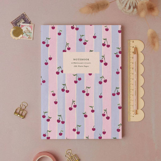Sister Paper Co. - Cherries Notebook | Plain Page Journal | Blank Notebooks