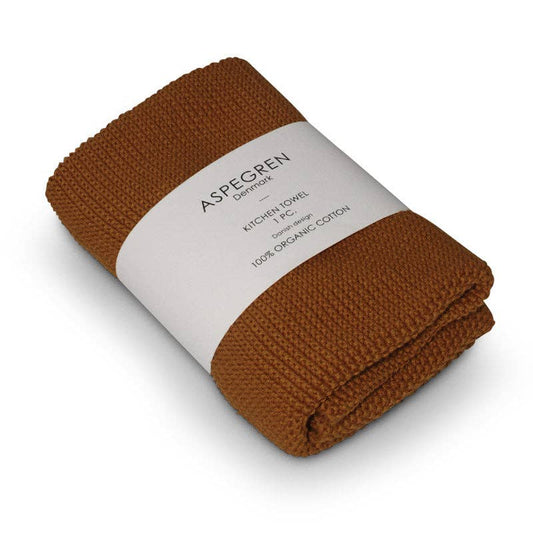 Aspegren Denmark - Kitchen Towel - 100% Organic - Knitted - Solid - Pumpkin