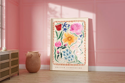 Kate Fox Design - British Summertime, Art Print, Colourful Art, Floral Art