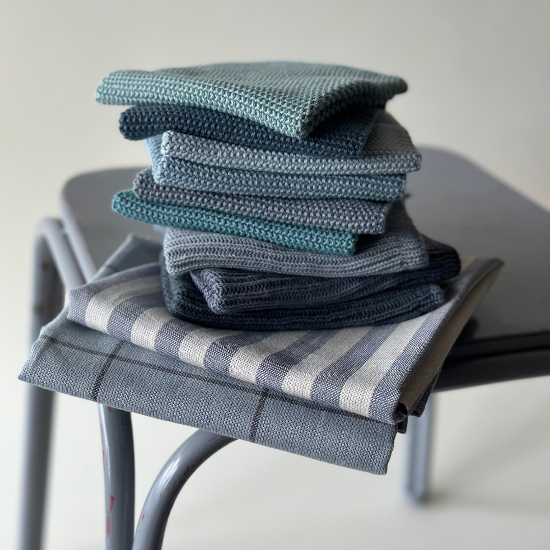 Aspegren Denmark - Dishcloths - Organic Cotton - Set of 2 - Knitted - Blue