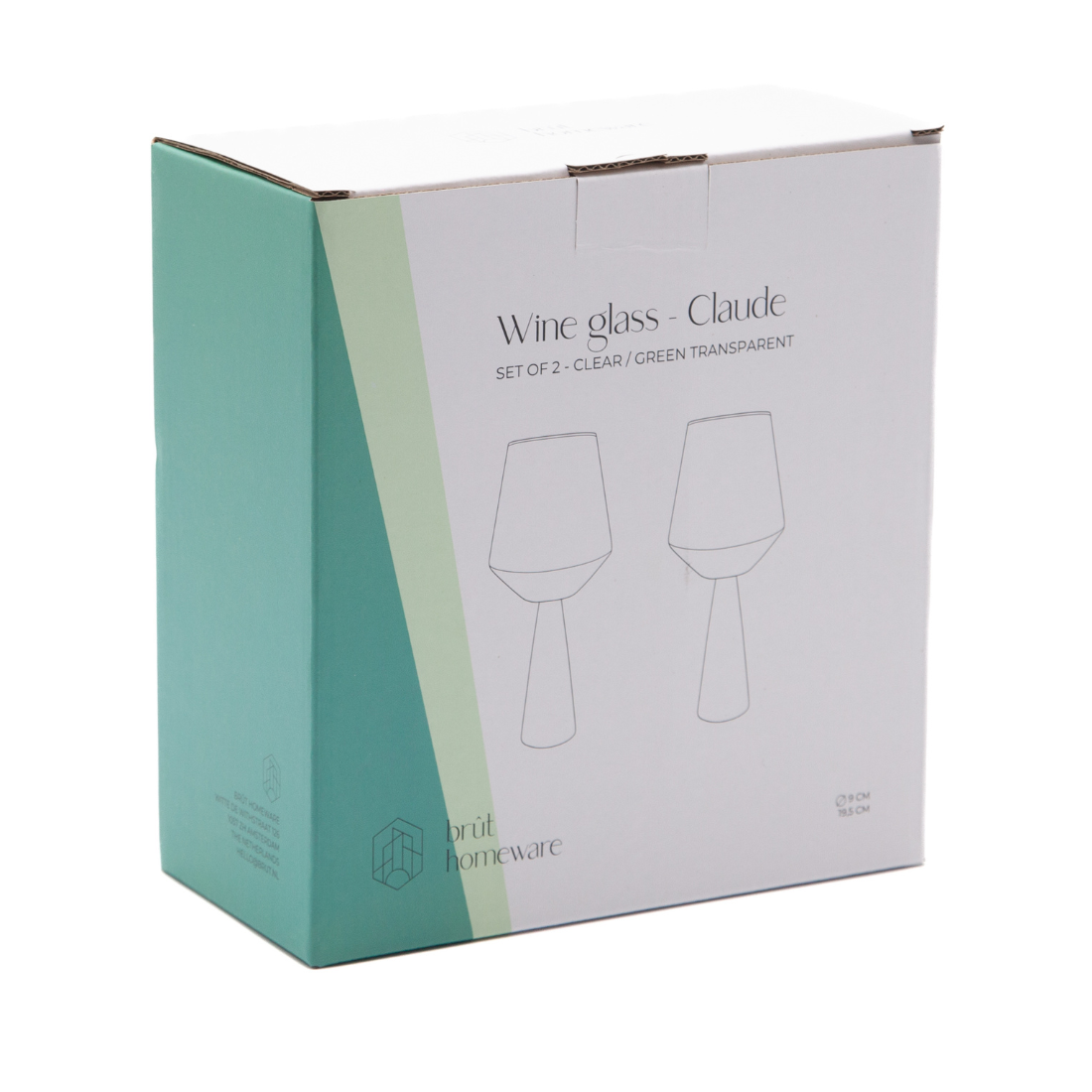 Brût Home and Glassware - Wine Glass Claude | Set of 2 | Wine glass set | green