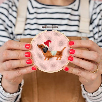 Cotton Clara Craft Kits & Supplies - Christmas Dachshund Cross Stitch Kit