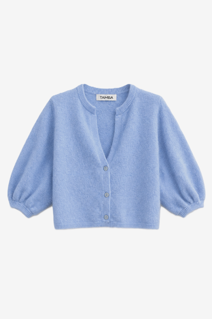 TAMBA - Angora knitted cardigan with V-neck