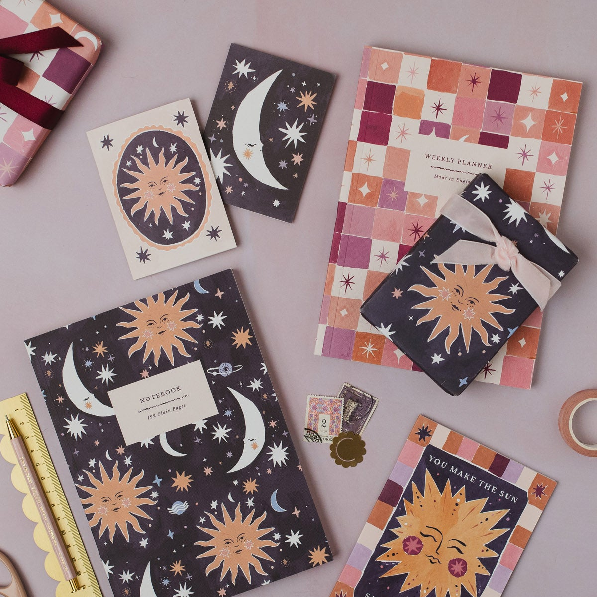 Sister Paper Co. - Sun And Moon Notebook | Plain Page Journal | Blank Notebooks