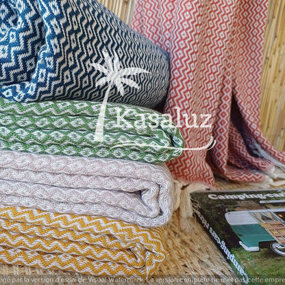 KASALUZ - Ronda beach fouta, teal blue, Oeko‑Tex Standard label