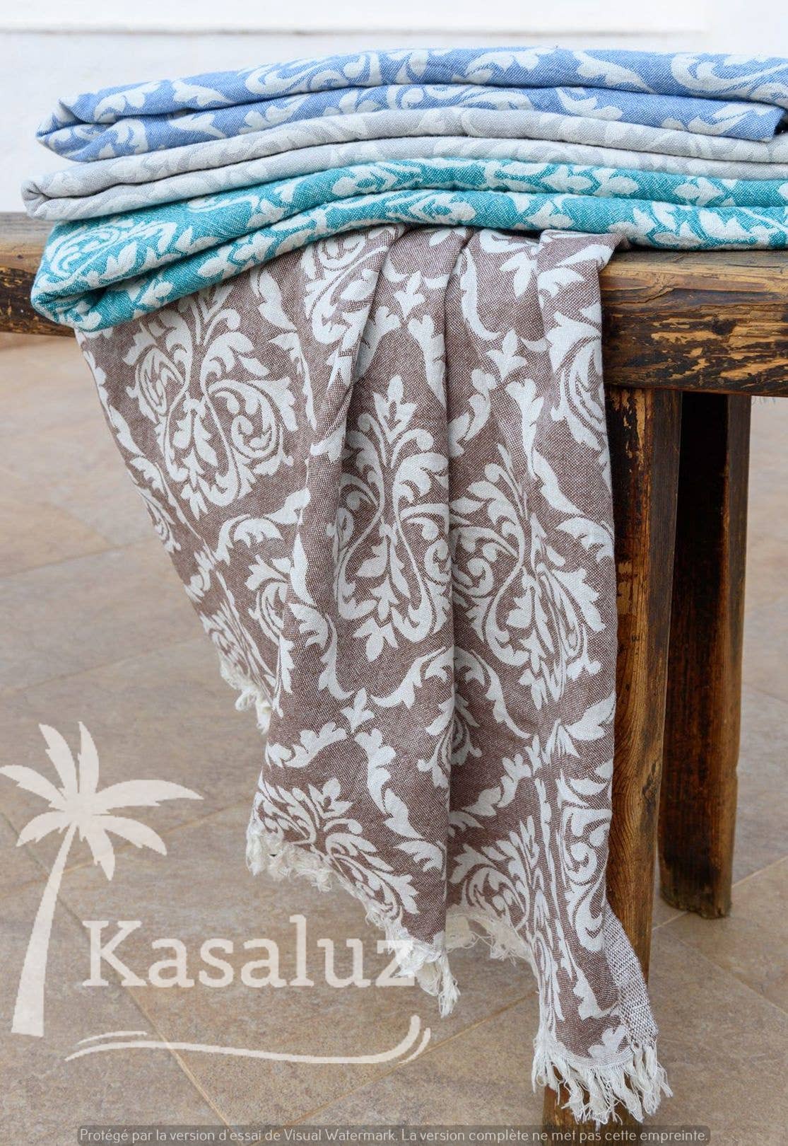 KASALUZ - Fouta Fleur de Lys Terracotta 100% cotton