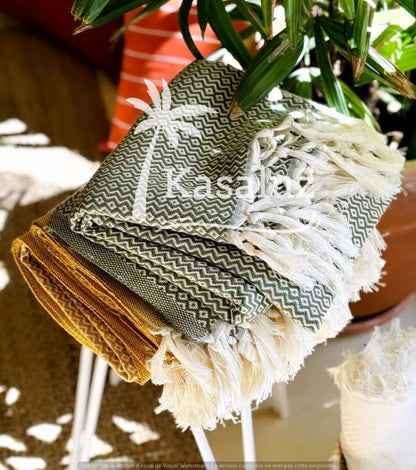 KASALUZ - Ronda beach fouta, teal blue, Oeko‑Tex Standard label