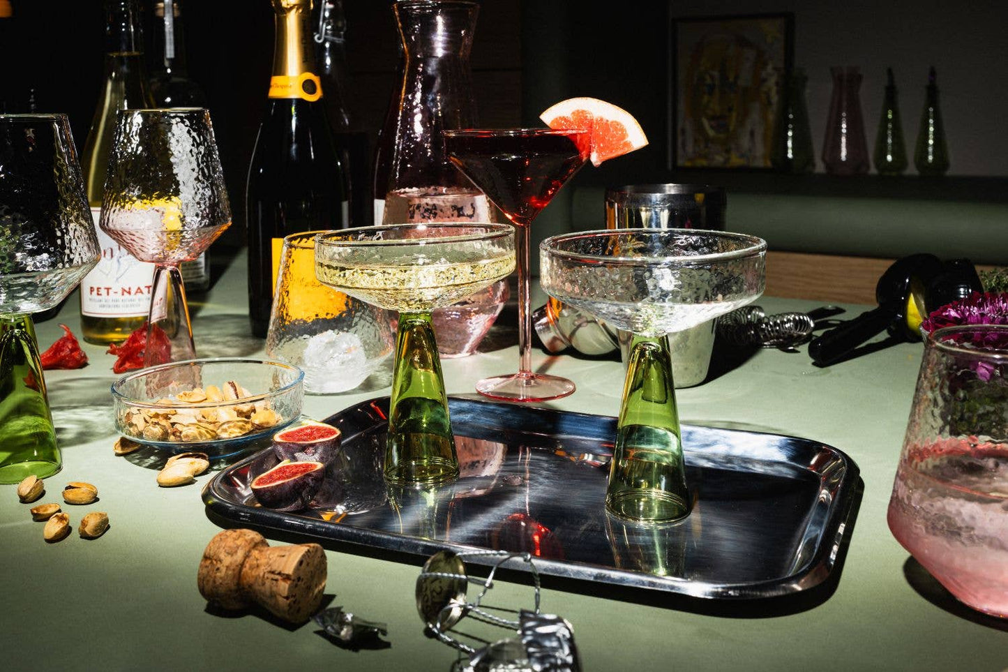 Brût Home and Glassware - Champagne Coupe Claude | set of 2 | green