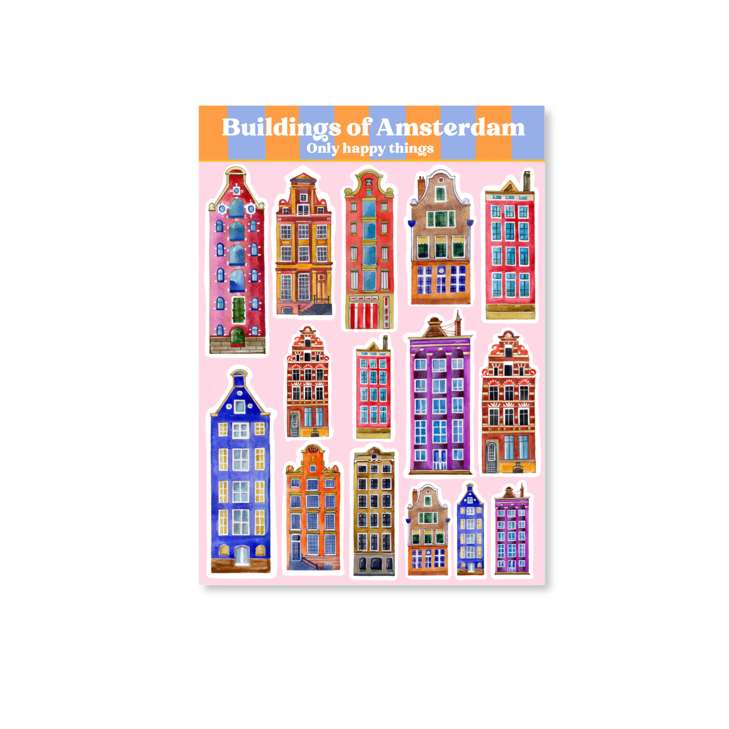 Only Happy Things Stationery - Stickervel Buildings of Amsterdam A6