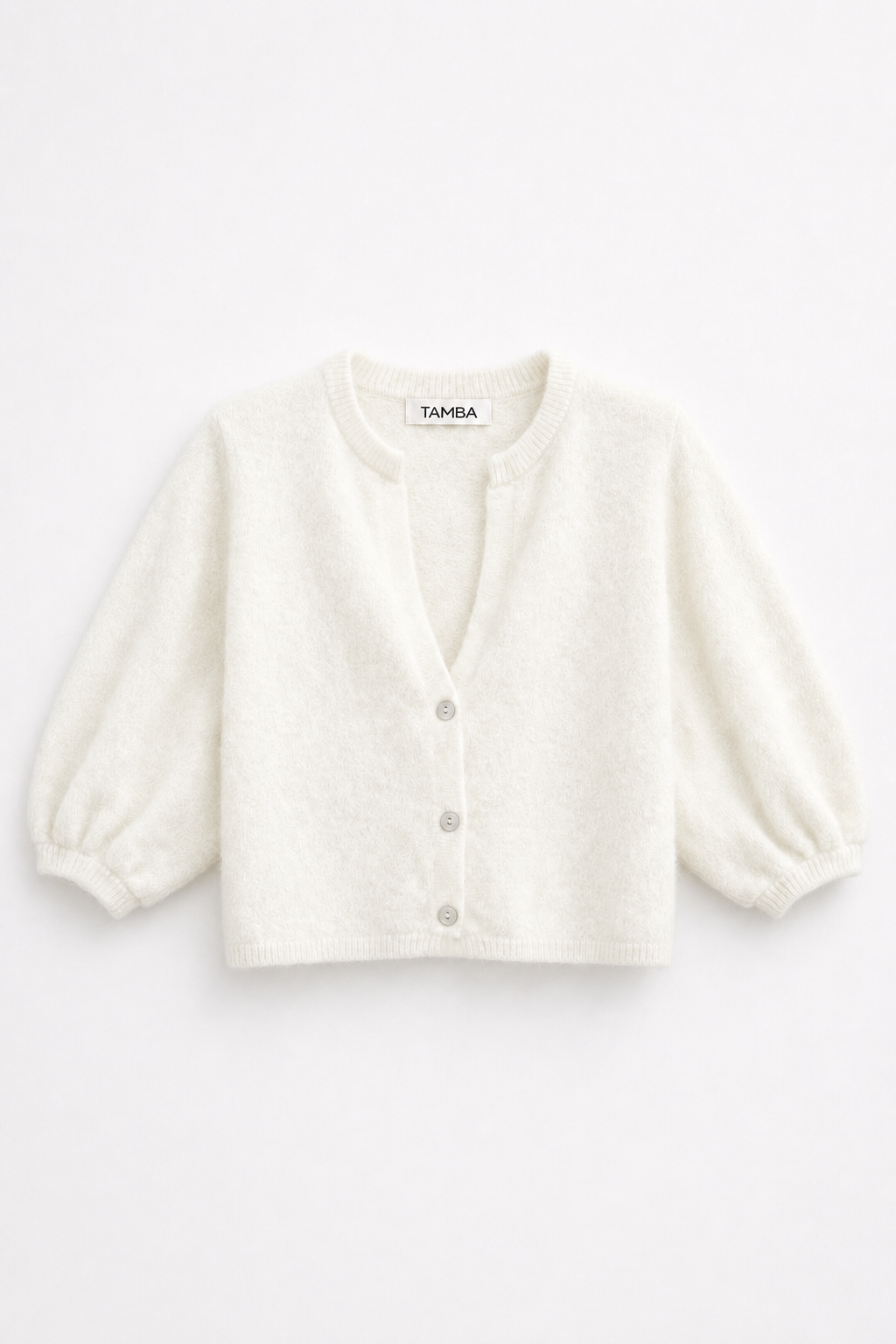TAMBA - Angora knitted cardigan with V-neck