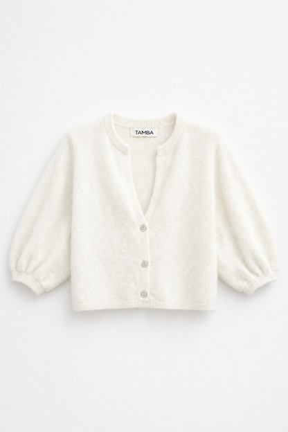 TAMBA - Angora knitted cardigan with V-neck