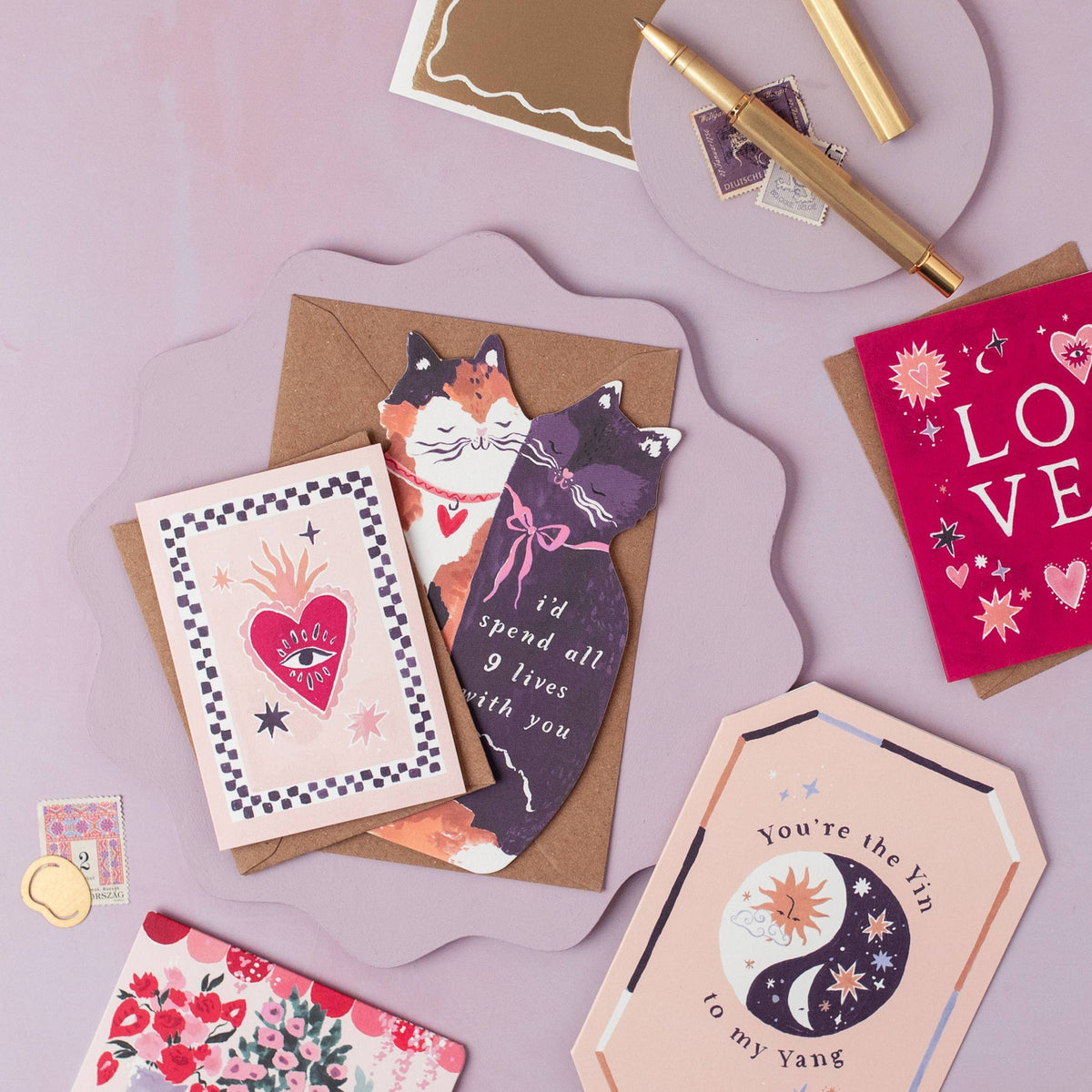 Sister Paper Co.- Nine Lives Cats Cards | Love Cards | Cat Anniversary Cards