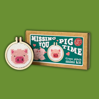 Mini Matchbox Kits - Missing You Pig Time Mini Matchbox Cross Stitch Kit