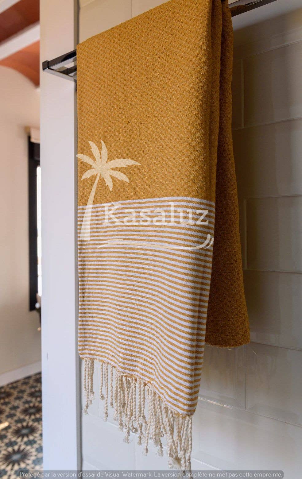 KASALUZ - Onda Curry honeycomb fouta 100% cotton