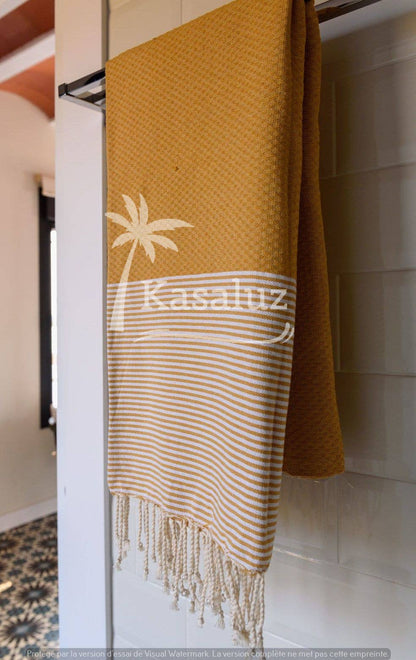 KASALUZ - Onda Curry honeycomb fouta 100% cotton