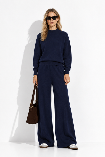 URBAN REVERSE ITALY - Knit Set with Top and Wide Pants | Winter Style