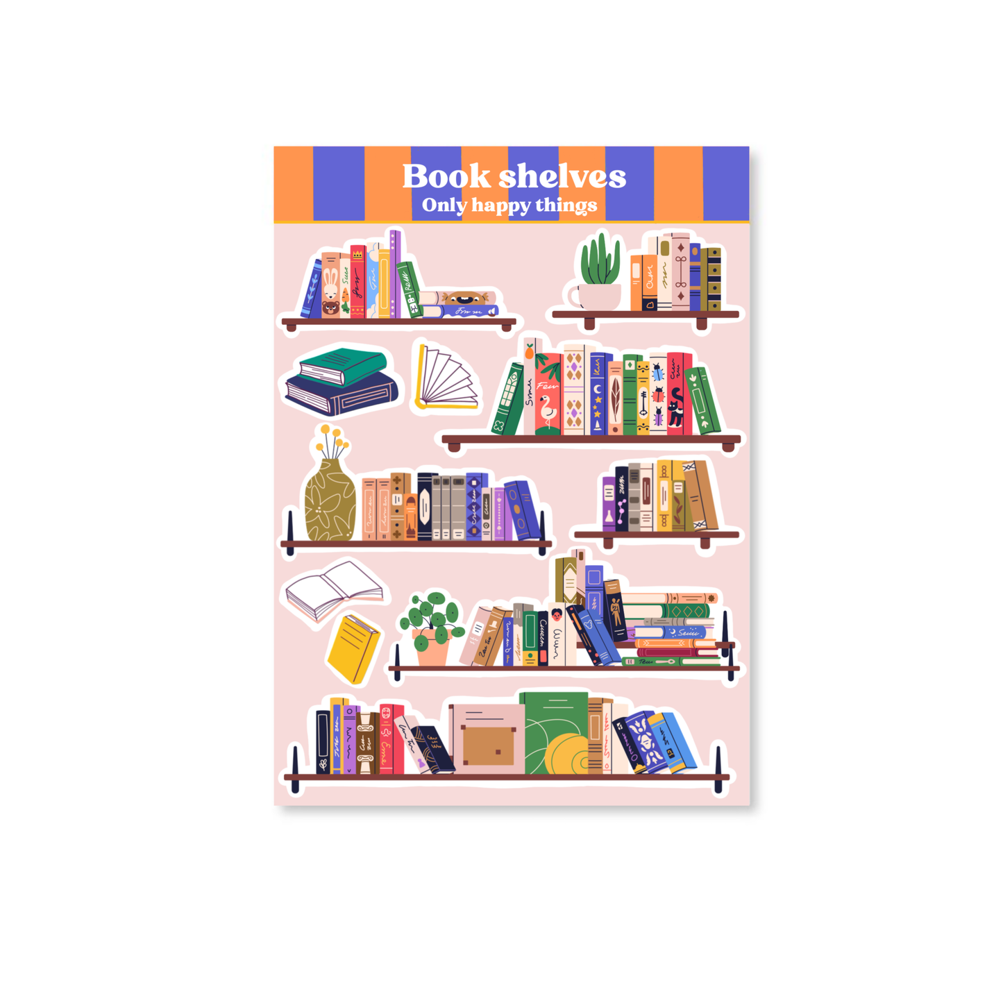 Only Happy Things Stationery - Stickervel Bookshelves A6