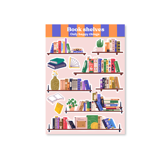 Only Happy Things Stationery - Stickervel Bookshelves A6