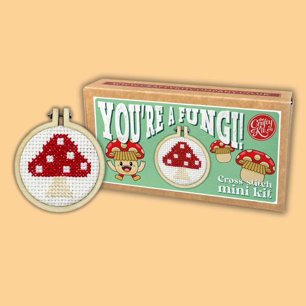 Mini Matchbox Kits - You're a Fungi! Mini Matchbox Cross Stitch Kit