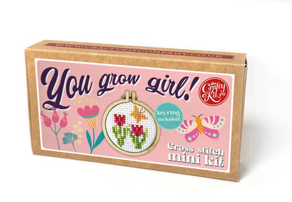 Mini Matchbox Kits - You Grow Girl! Mini Matchbox Cross Stitch Kit