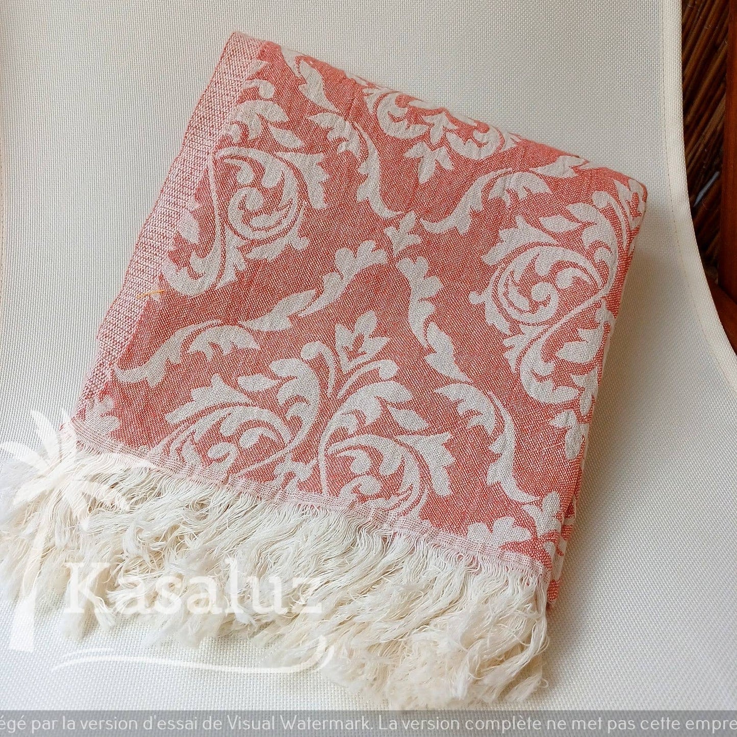 KASALUZ - Fouta Fleur de Lys Terracotta 100% cotton