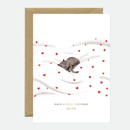 ALL THE WAYS TO SAY - Europe - Cosy Cat - Birthday Greeting card - Gold foil