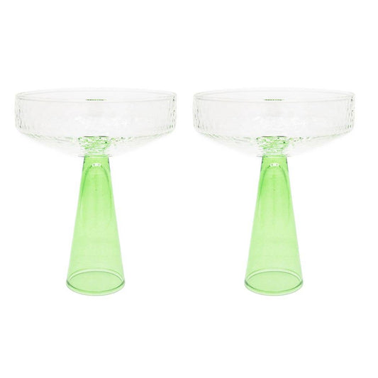 Brût Home and Glassware - Champagne Coupe Claude | set of 2 | green