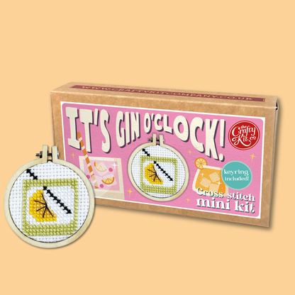Mini Matchbox Kits - It's Gin O'Clock! Mini Matchbox Cross Stitch Kit