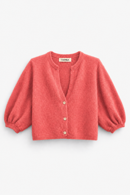 TAMBA - Angora knitted cardigan with V-neck