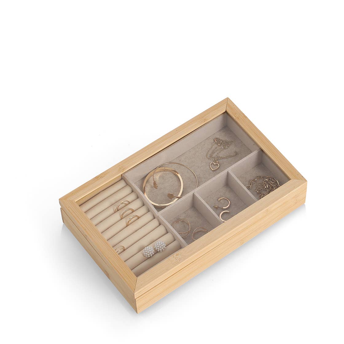 Zeller Present - Jewelry box, bamboo/MDF/glass FSC 100%