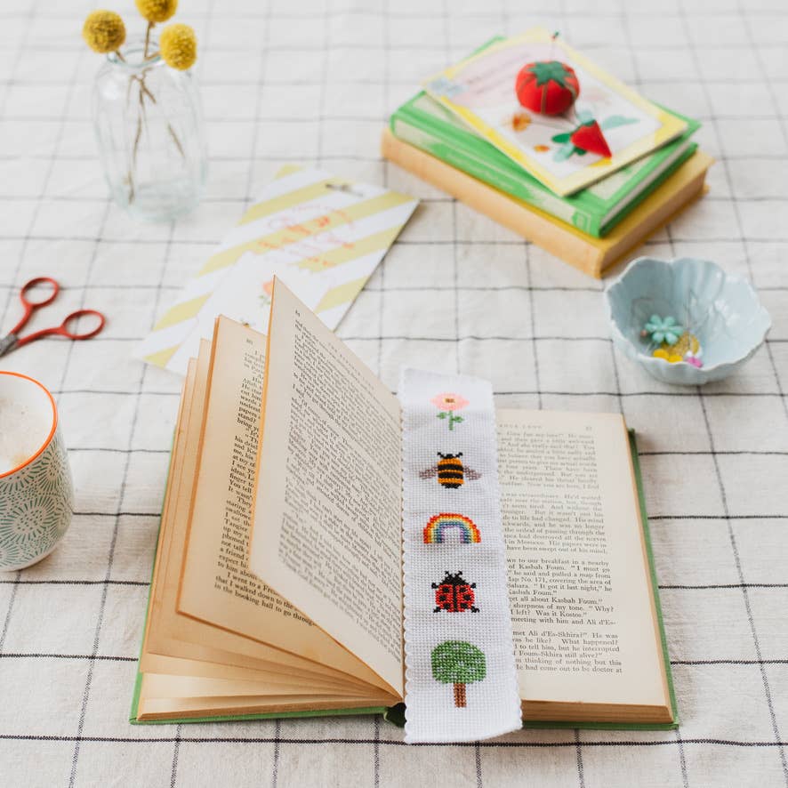 Cotton Clara Craft Kits & Supplies - Nature Rainbow Cross Stitch Bookmark Kit Beginner Friendly