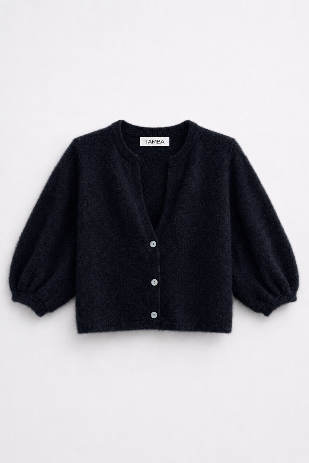 TAMBA - Angora knitted cardigan with V-neck