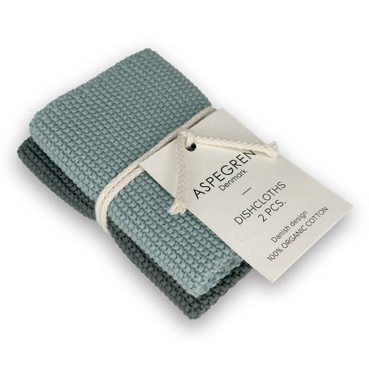 Aspegren Denmark - Dishcloths - Organic Cotton - Set of 2 - Knitted - Pine