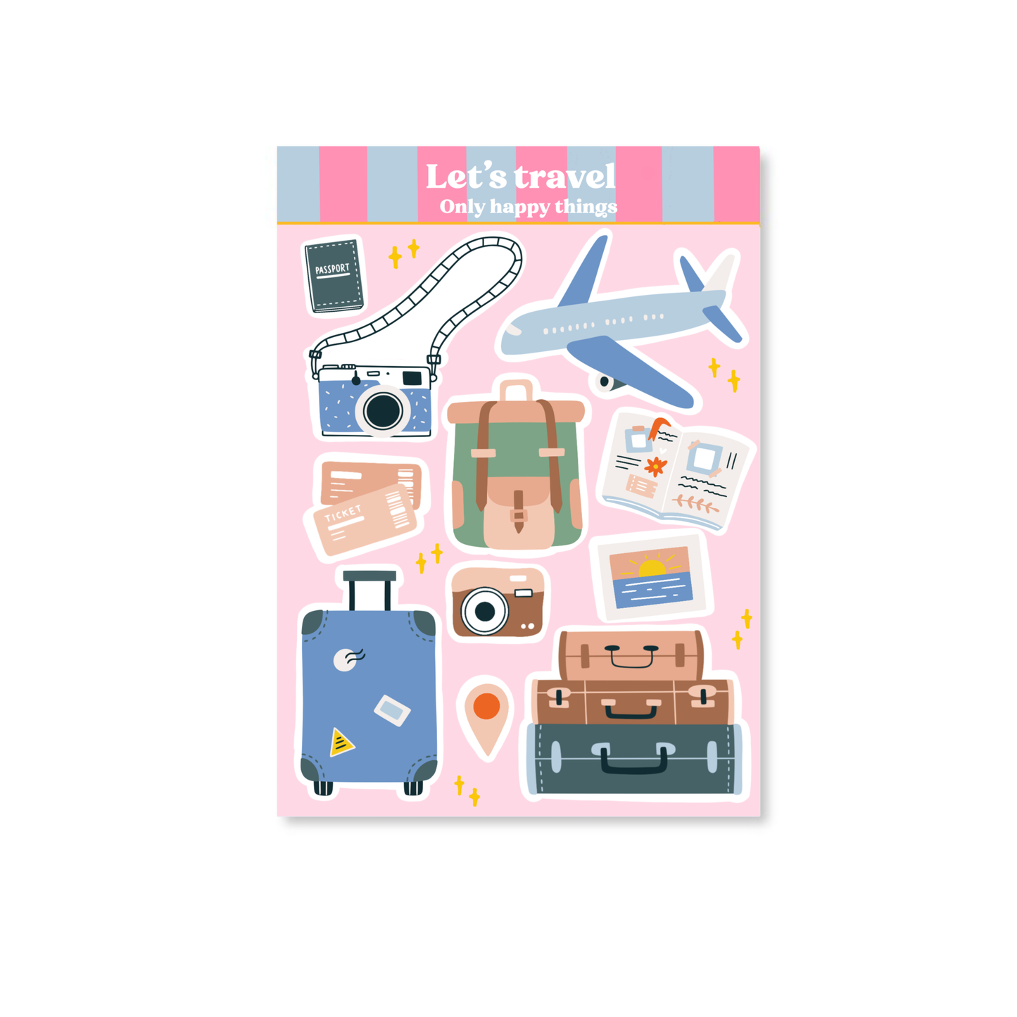 Only Happy Things Stationery - Stickervel Let's travel A6