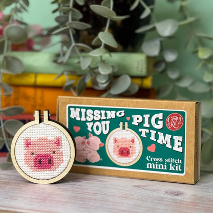 Mini Matchbox Kits - Missing You Pig Time Mini Matchbox Cross Stitch Kit