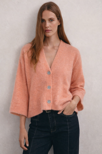 TAMBA - Baby alpaca cardigan with 4/5 sleeves