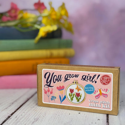 Mini Matchbox Kits - You Grow Girl! Mini Matchbox Cross Stitch Kit