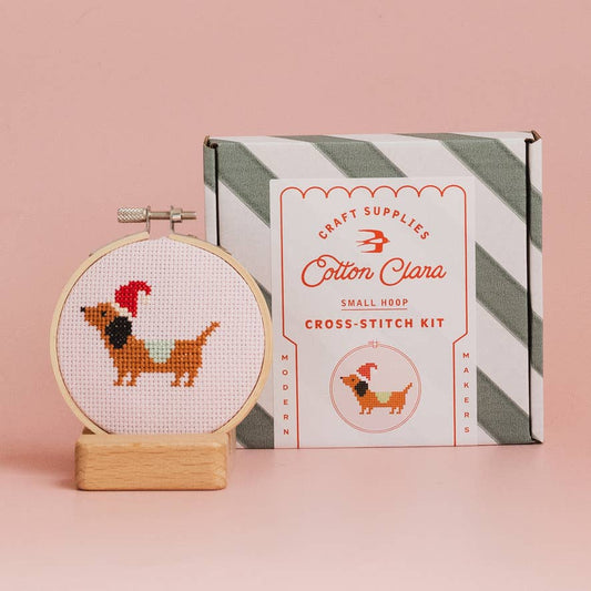Cotton Clara Craft Kits & Supplies - Christmas Dachshund Cross Stitch Kit