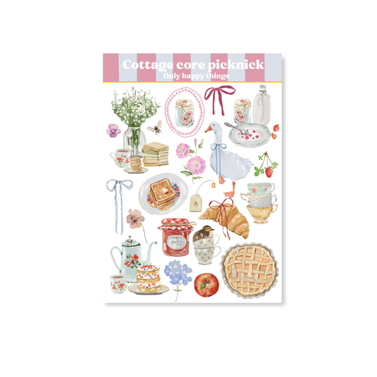 Only Happy Things Stationery - Stickersheet Cottage core picknick A6