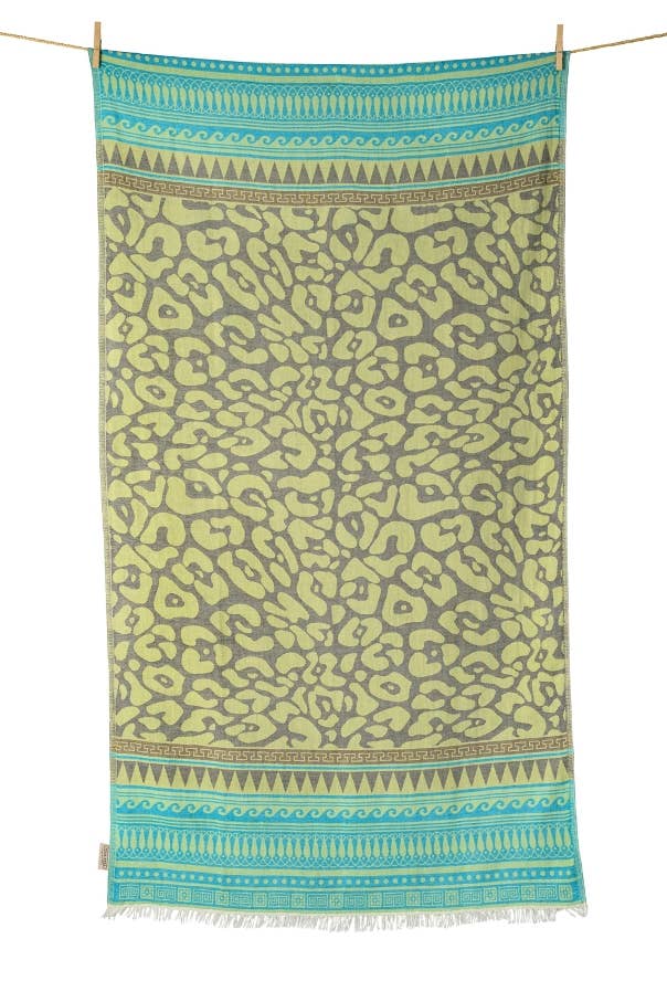 AELIA ANNA - BEACH TOWEL KASTRAKI LIME ANTHRAX & TURQUOISE