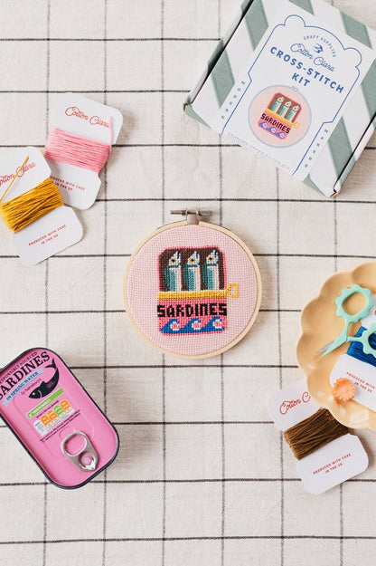 Cotton Clara Craft Kits & Supplies - Sardines Cross Stitch Kit