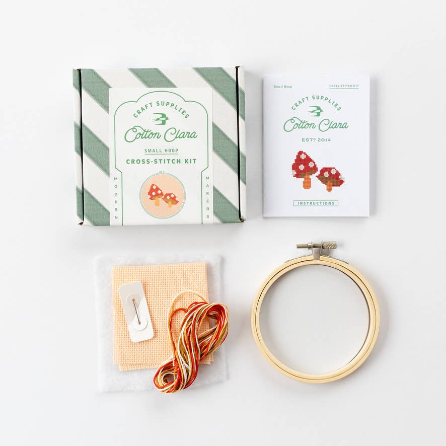 Cotton Clara Craft Kits & Supplies - Toadstool Cross Stitch Kit - Red