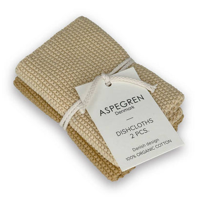 Aspegren Denmark - Dishcloths - Organic Cotton - Set of 2 -Knitted Golden Straw