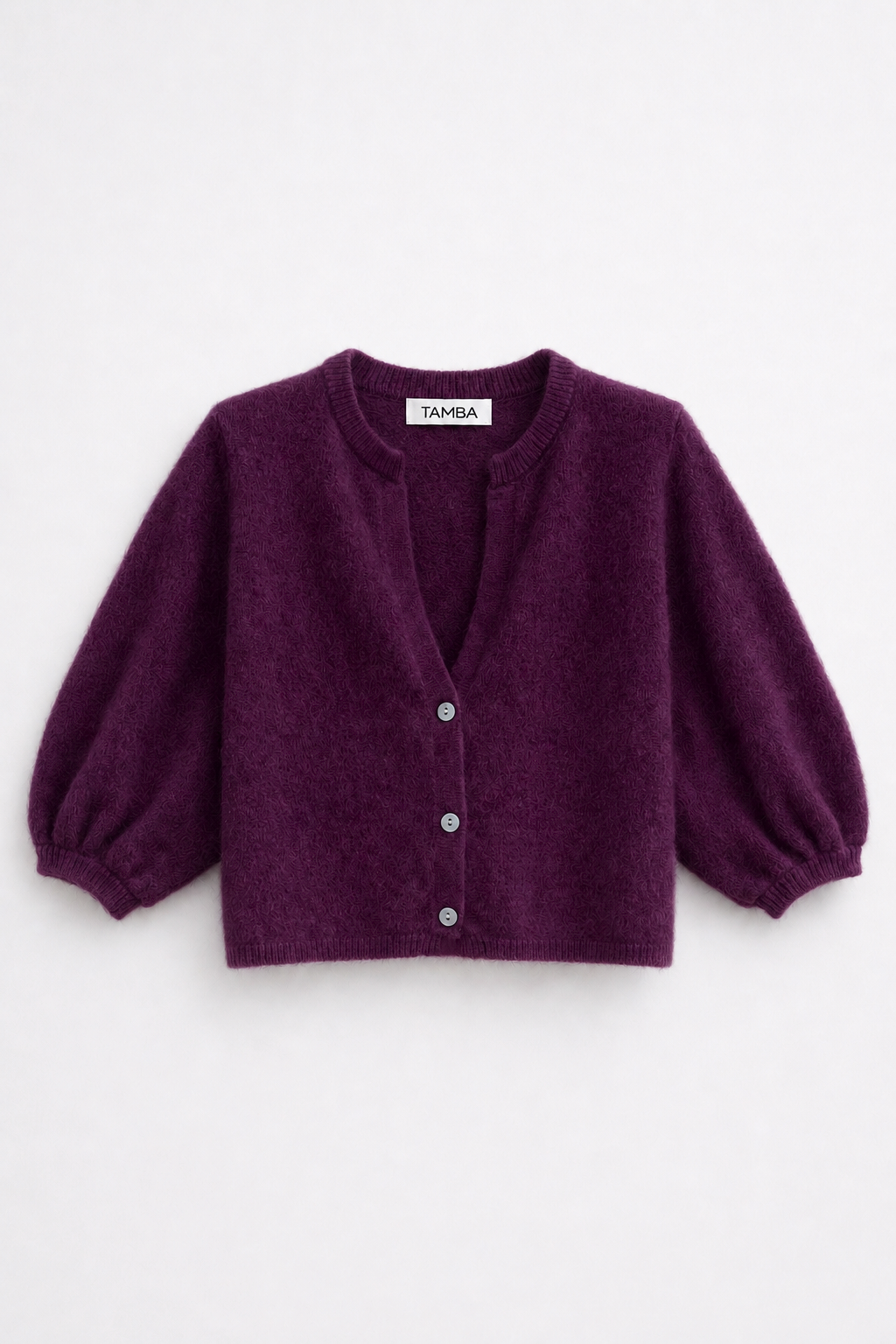 TAMBA - Angora knitted cardigan with V-neck