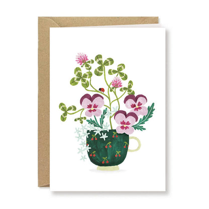 Studio Kuukeluus - Greeting card Cup of Pansies