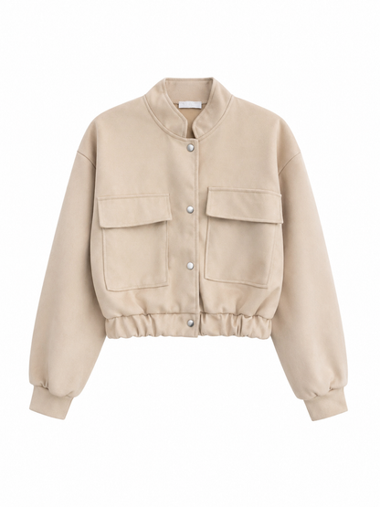 URBAN REVERSE ITALY - Short Jacket with High Collar and Large Pockets | Casual Style