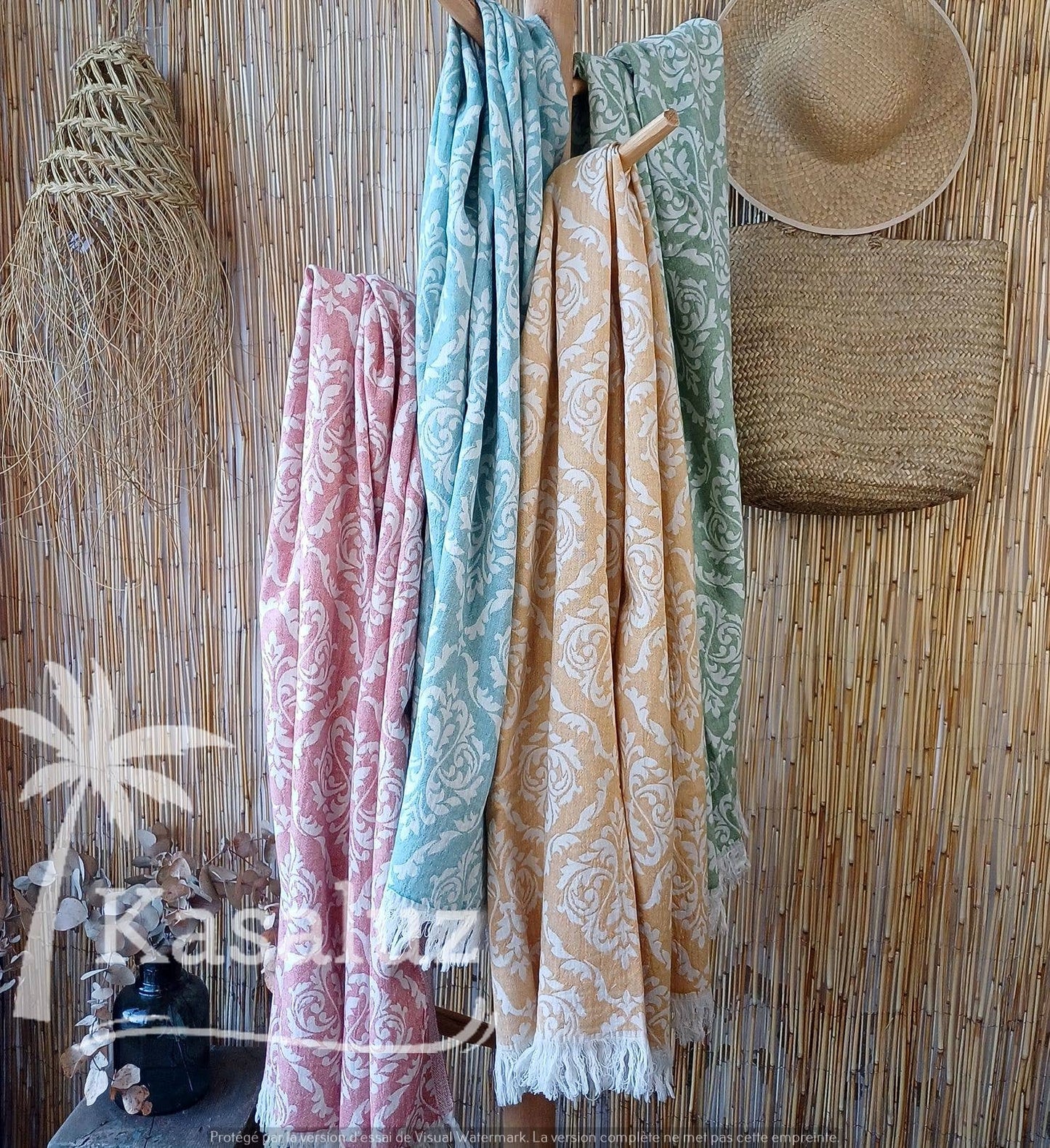 KASALUZ - Fouta Fleur de Lys Terracotta 100% cotton