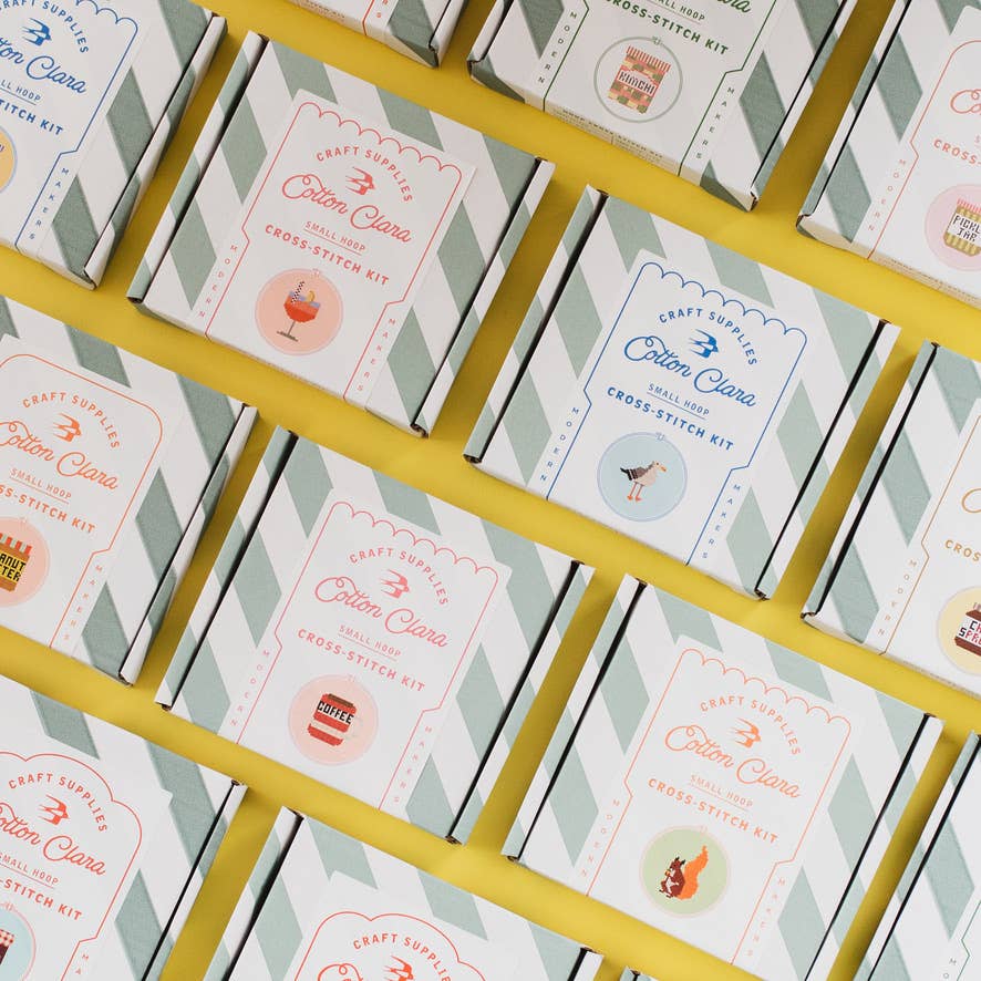 Cotton Clara Craft Kits & Supplies - Aperol Cocktail Beginner Counted Cross Stitch Kit