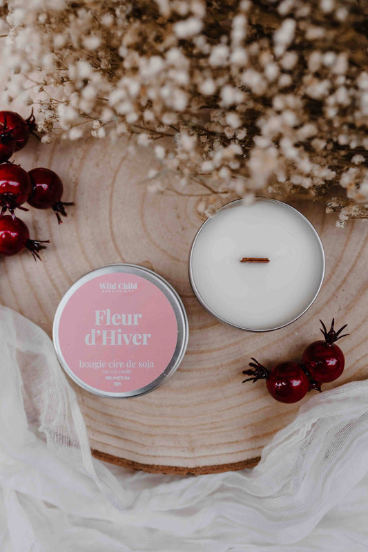 WILD CHILD Bougies & Co - “Winter flower” Christmas candle - Vegetable wax - 15h